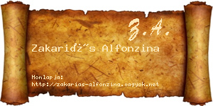Zakariás Alfonzina névjegykártya